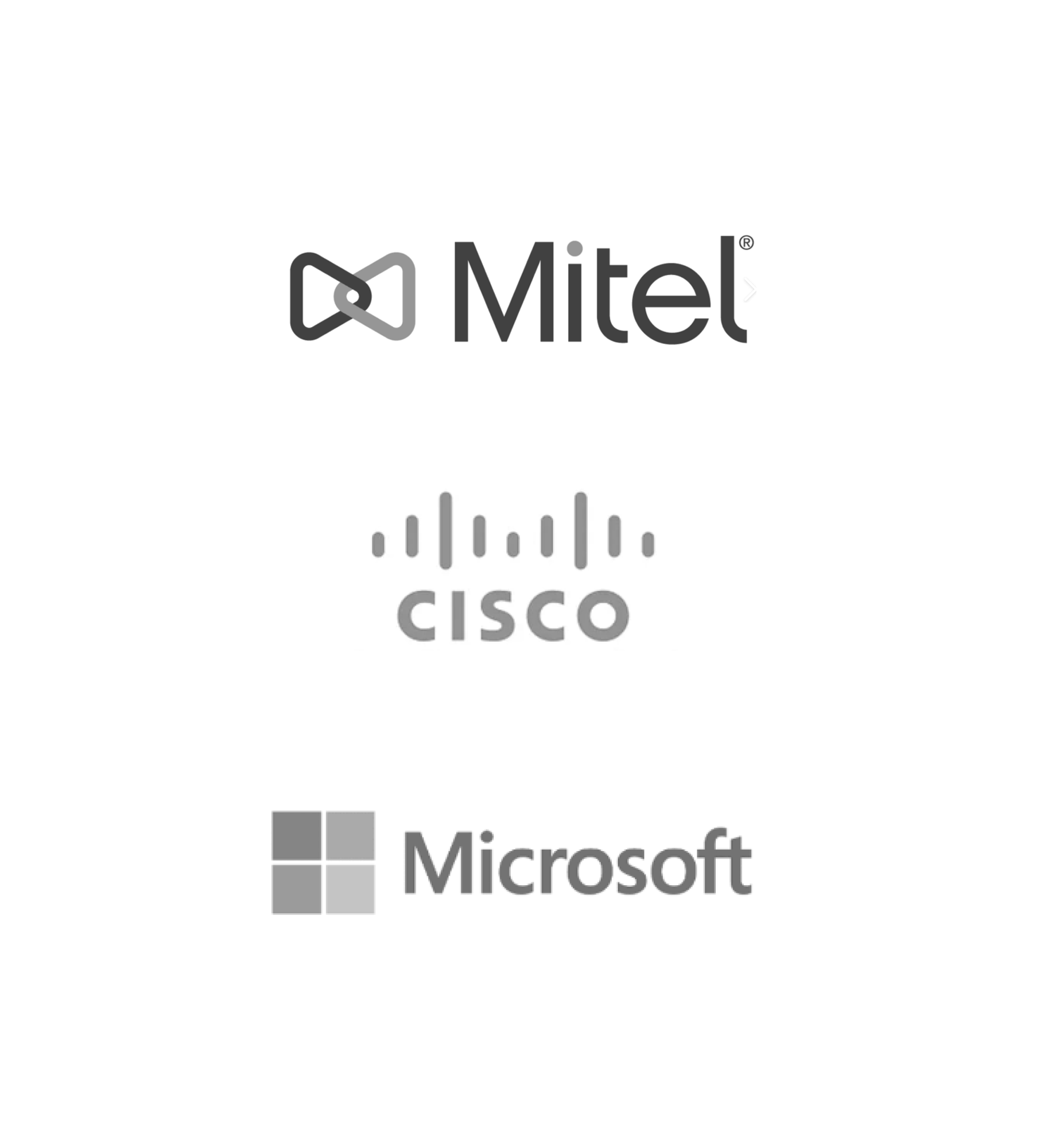 Logo of Mitel, Cisco, and Microsoft